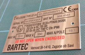 picture of engraved stainless steel rating plate